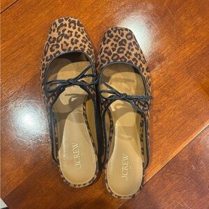 J. Crew Leopard-Print Bow Ballet Flats in Brown and Black